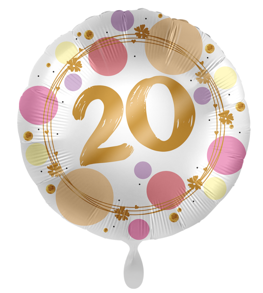 Folienballon - Shiny Dots, Zahl 20 - ø 43cm